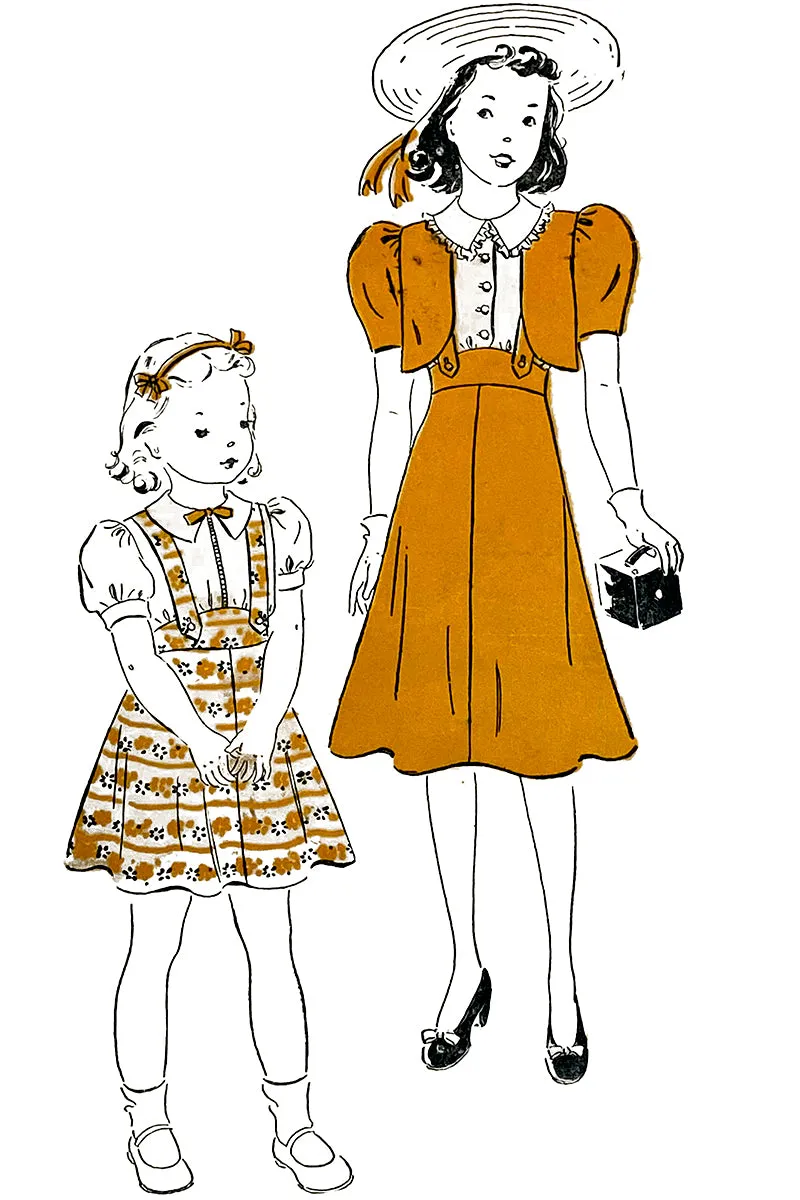 1940s Vintage Girls Jumper Dress & Bolero Jacket Pattern New York 1102