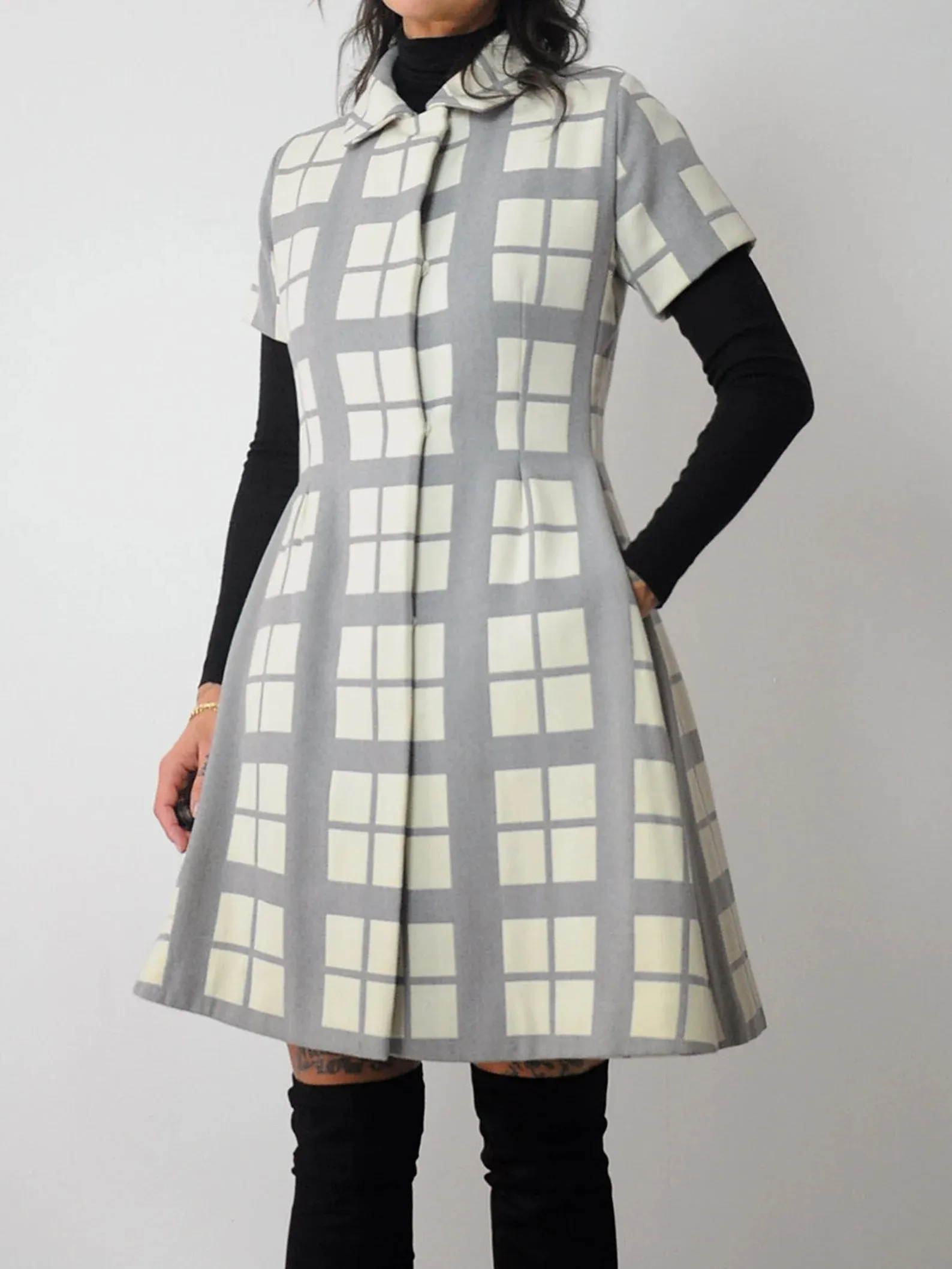 1960's Windowpane Plaid Coat