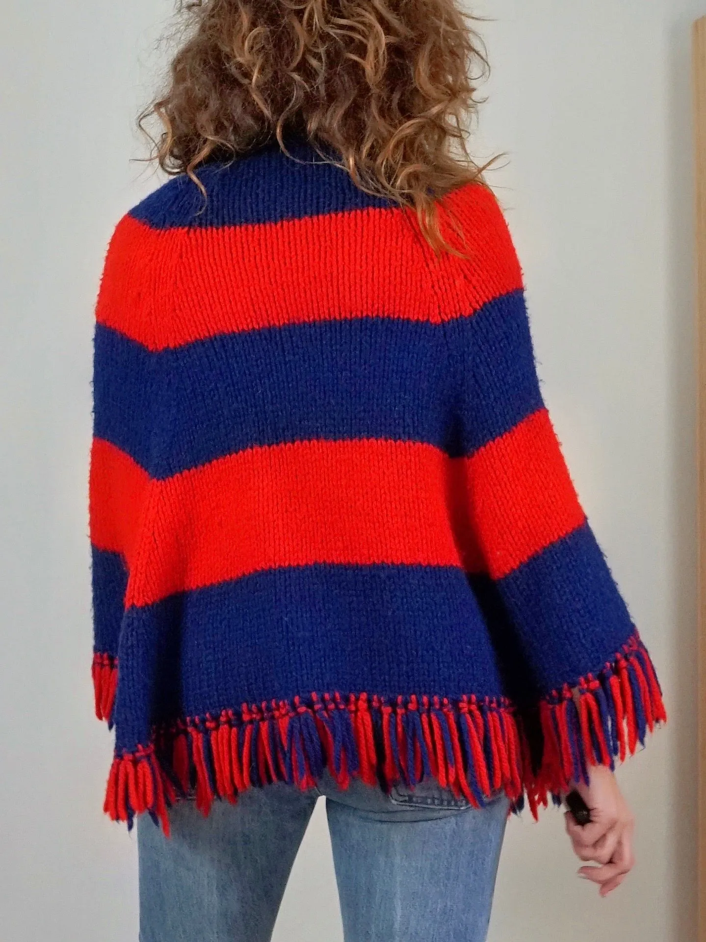 1970's Stripe Fringe Poncho