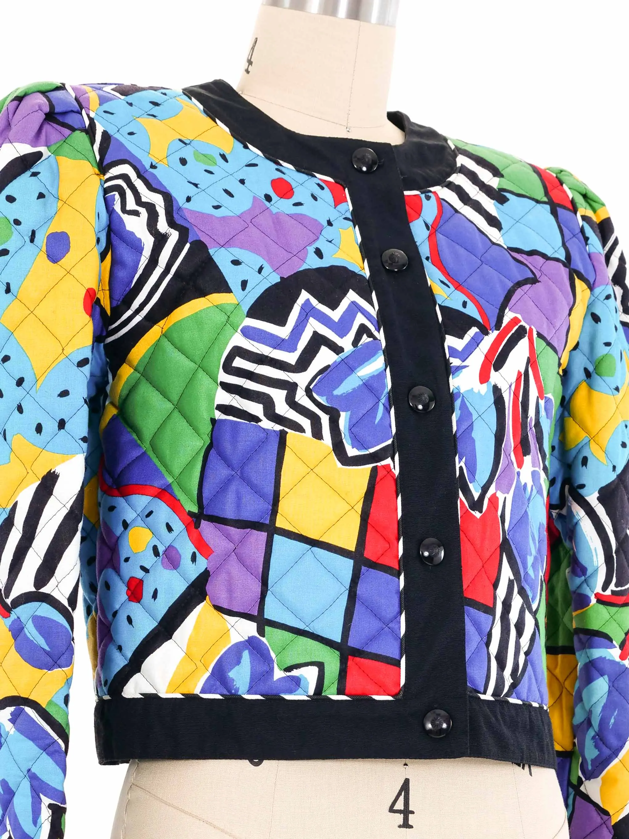 1980s Geometric Quilted Crop Jacket