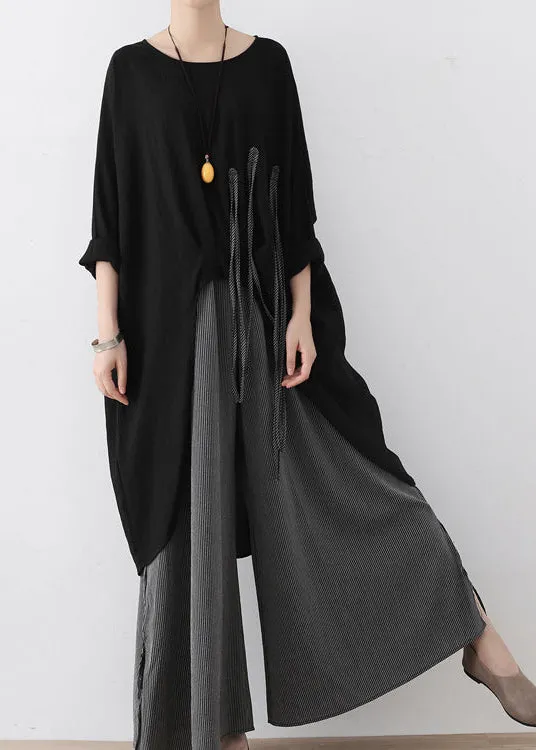 2021 autumn wide leg pants super loose linen pants casual elastic waist oversized