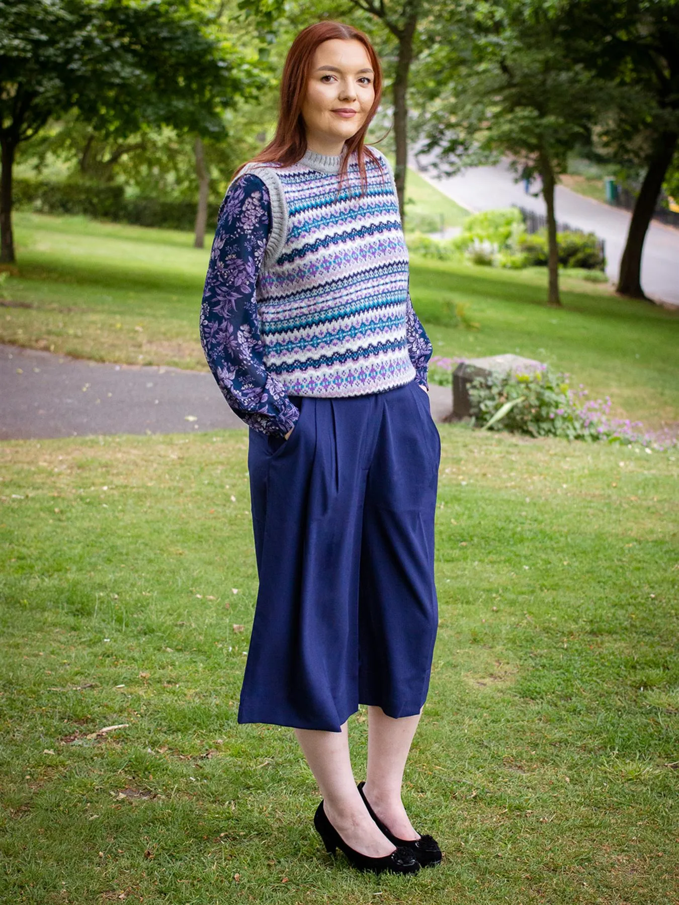 40s Vintage Inspired Chambray Palazzo Culottes