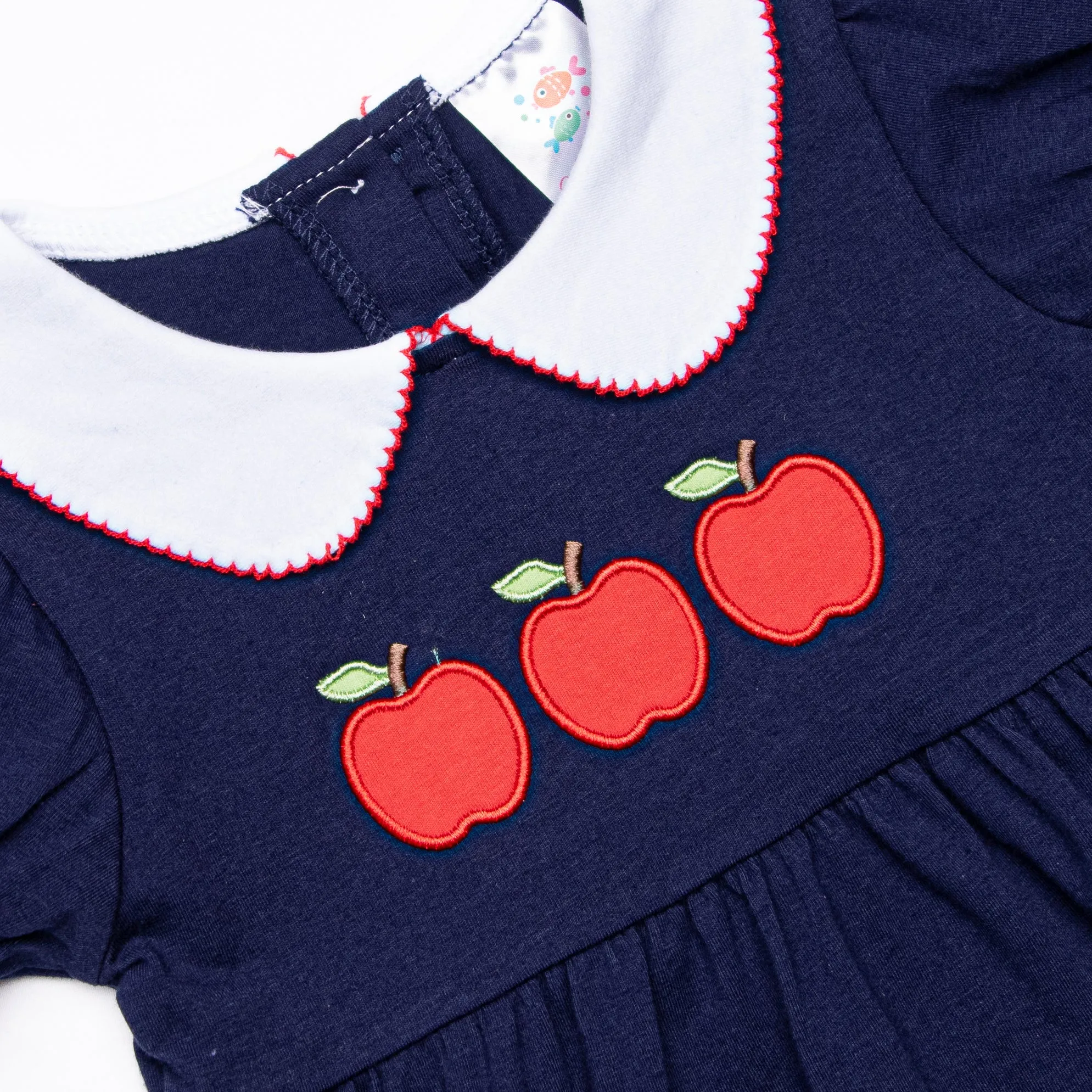 A is for Apple Applique Dress, Navy