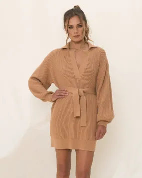 Alix Brown Knit Mini Dress