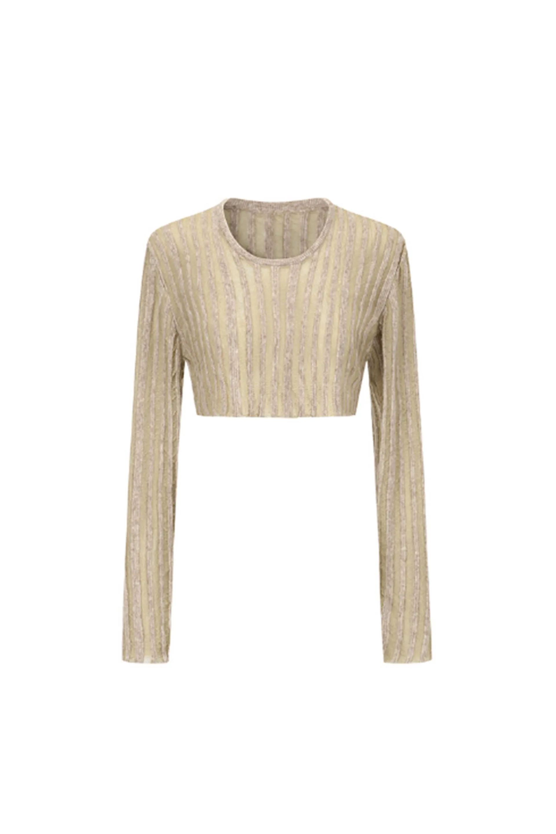 Alpaca Wool Stripped Knit Top Cream