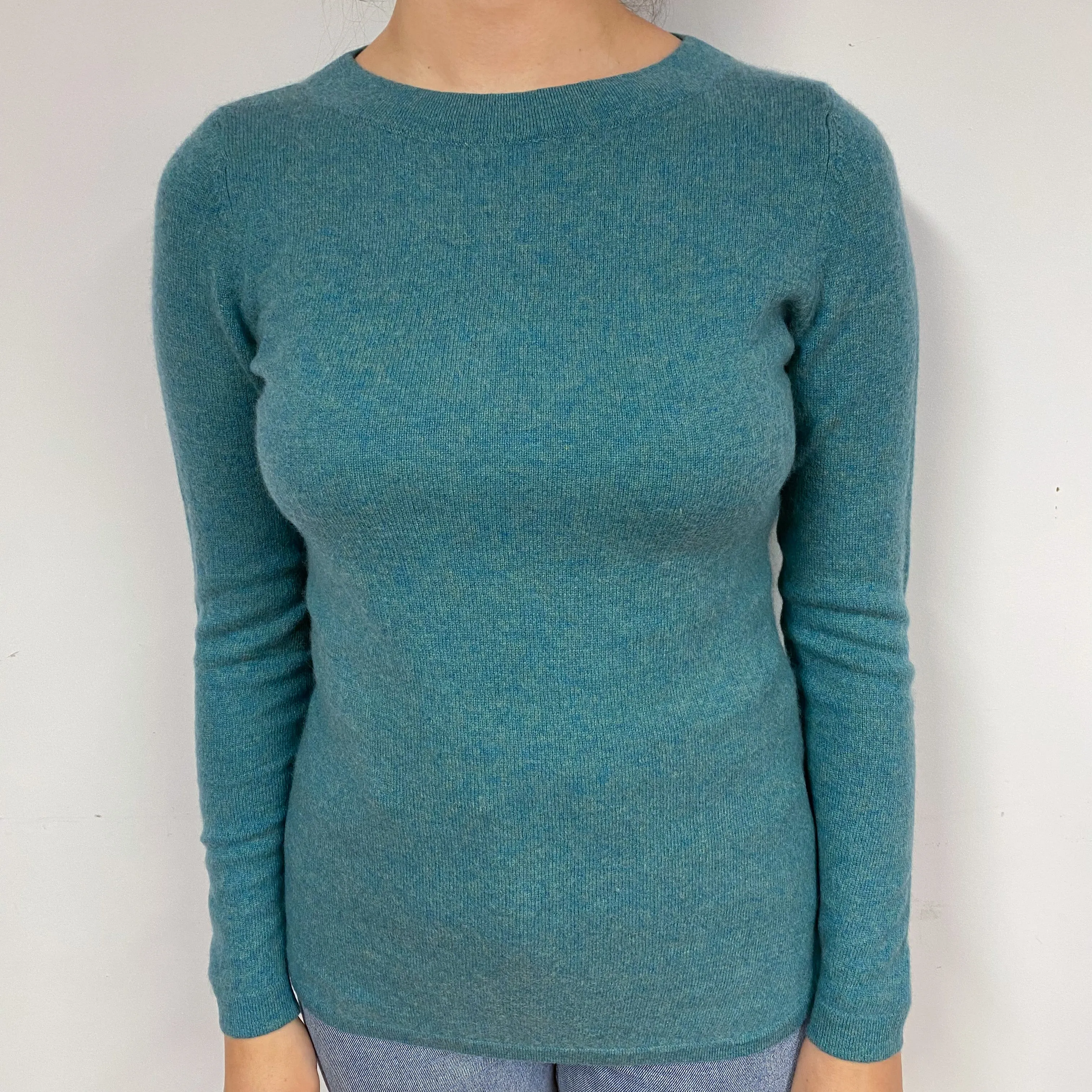 Aqua Green Cashmere Crew Neck Jumper Small