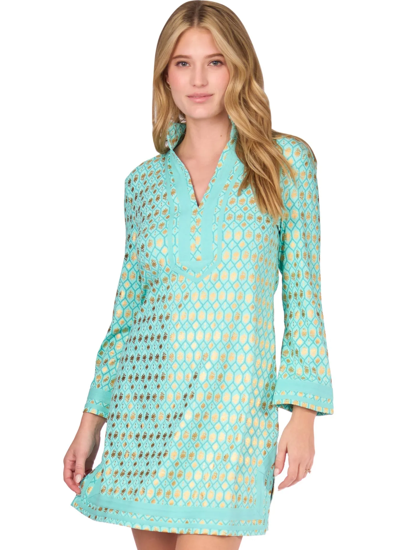 Aqua Metallic Tunic Dress