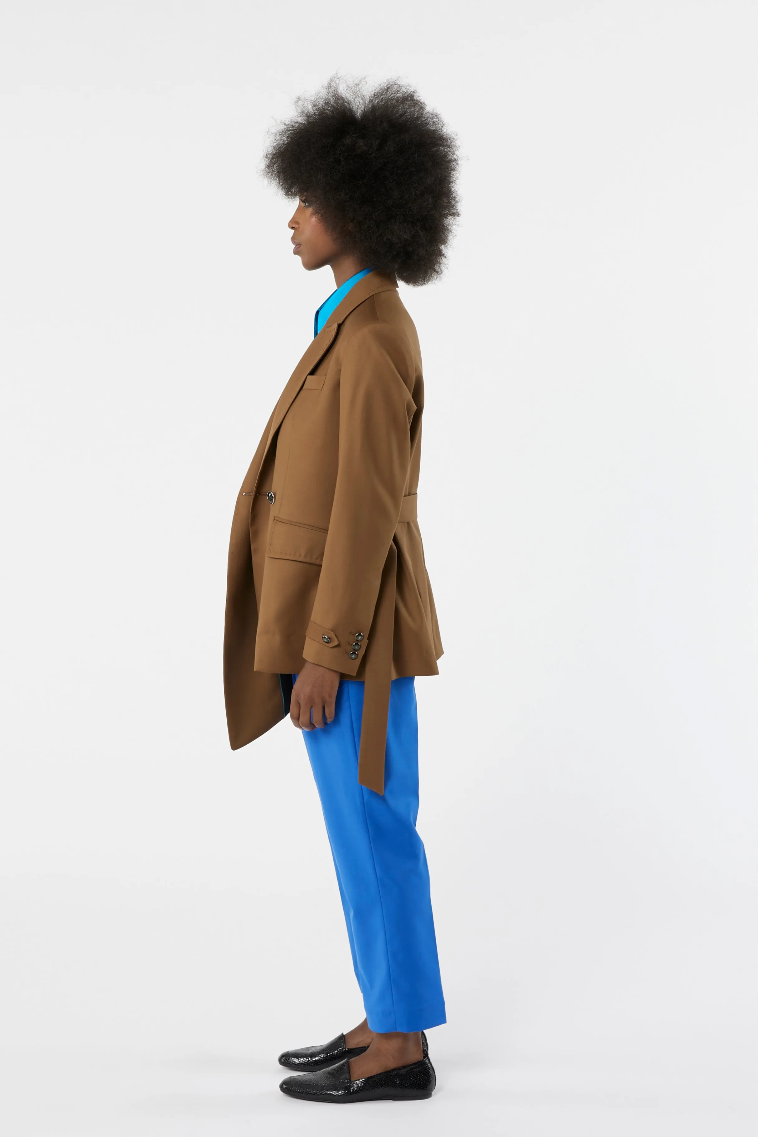 ASY camel - wool crossed suit jacket