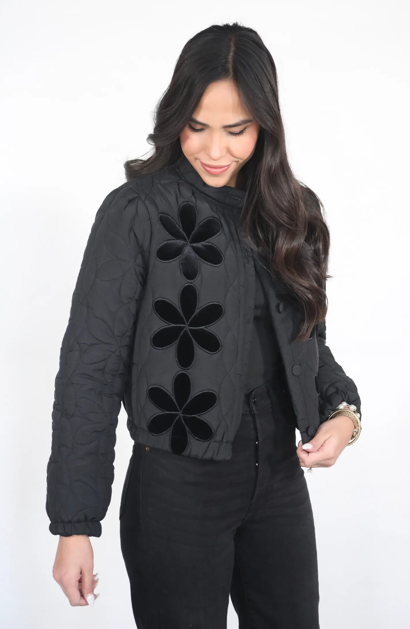 Be Yourself Black Floral Jacket