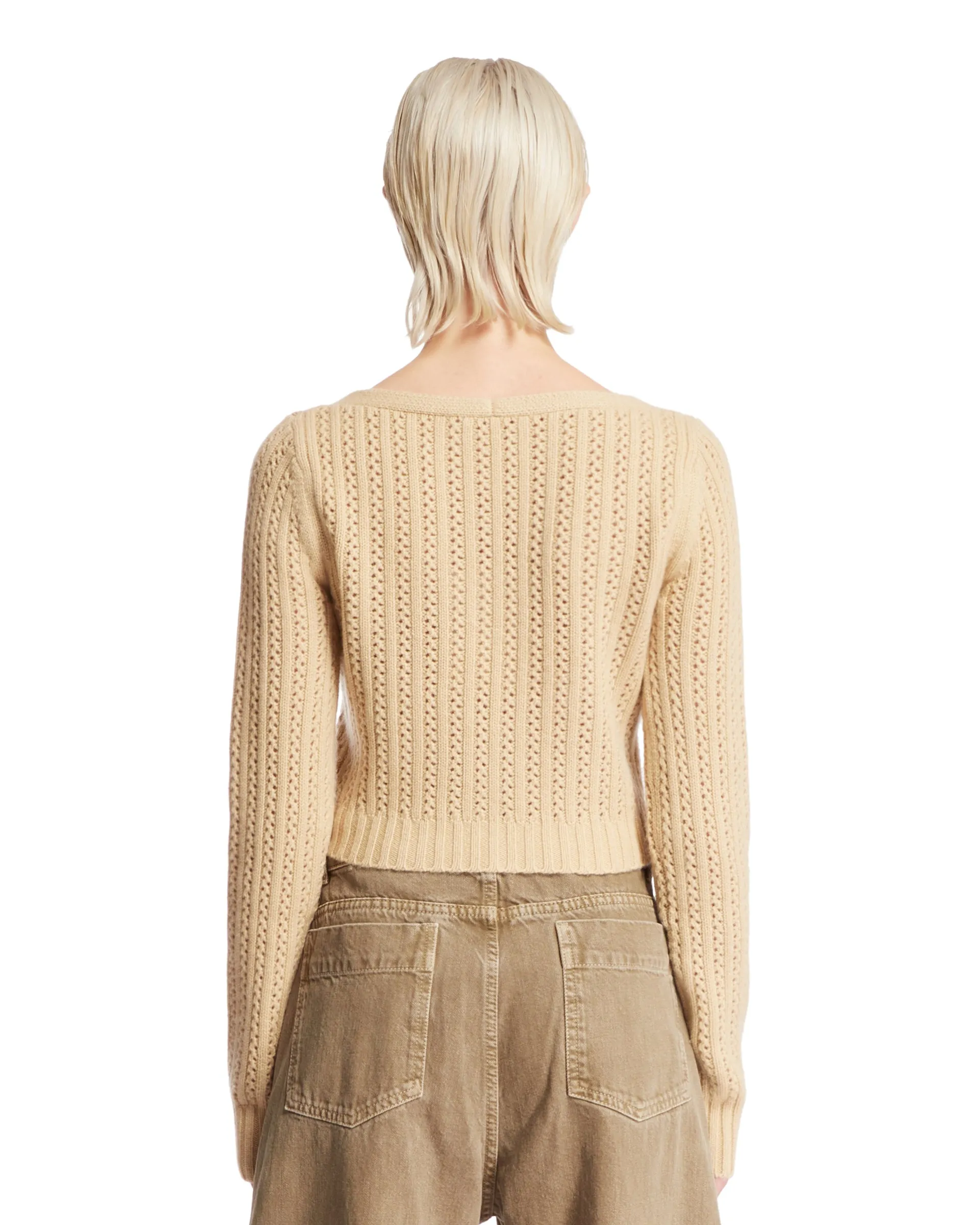 Beige Cashmere Cropped Sweater