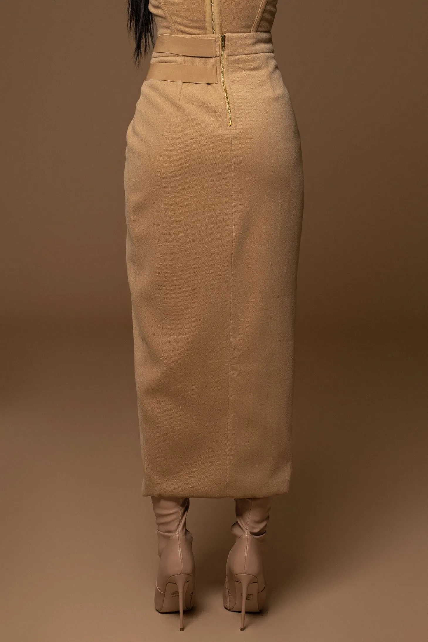 Beige GISELE SLIT SKIRT