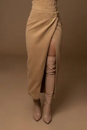 Beige GISELE SLIT SKIRT