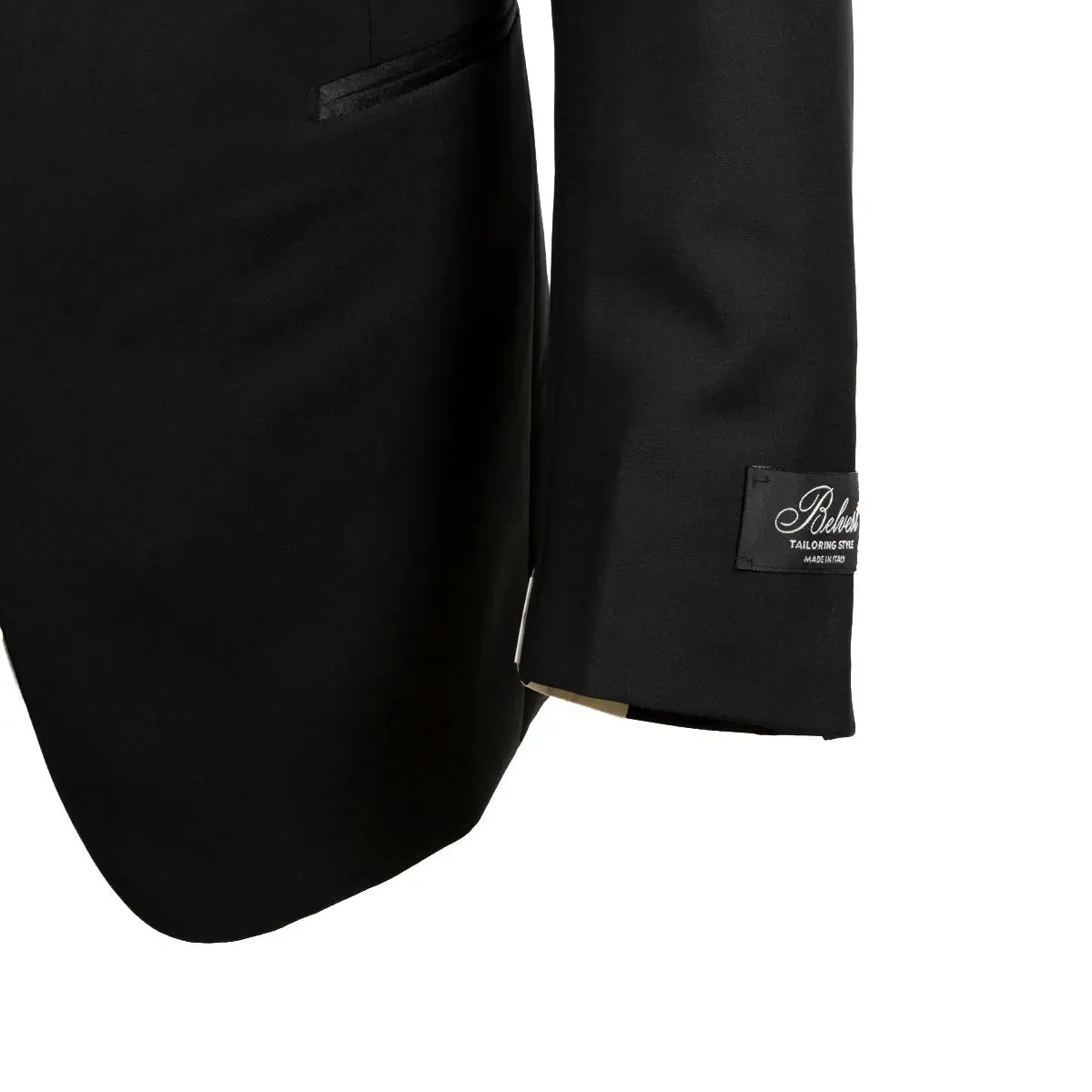 Belvest Black Wool & Mohair Satin Tuxedo Suit