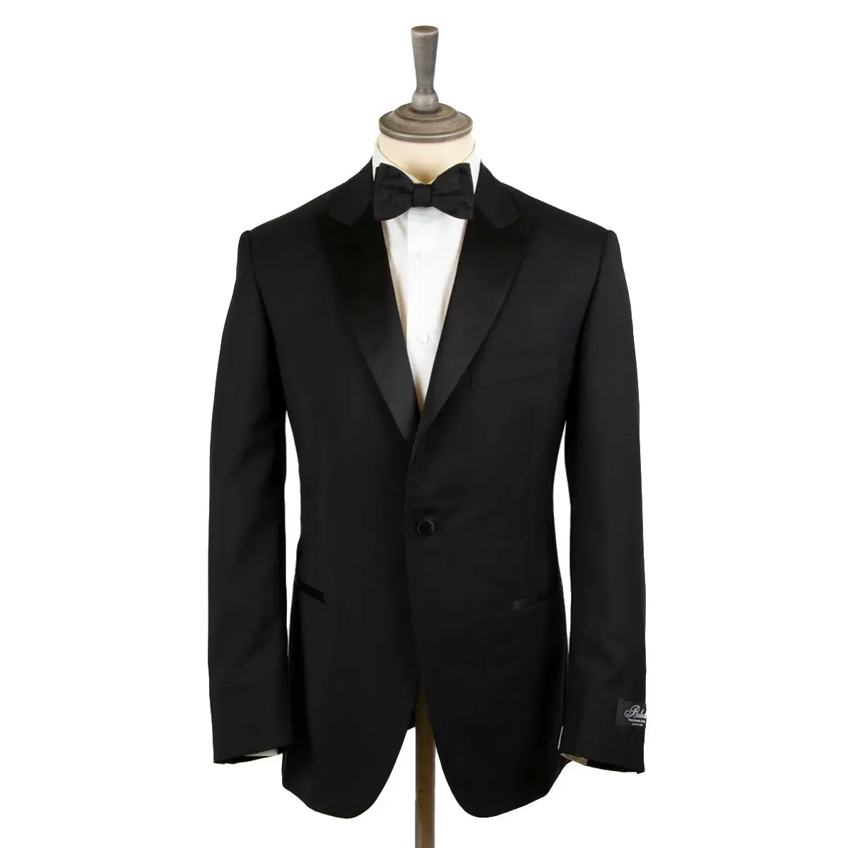 Belvest Black Wool & Mohair Satin Tuxedo Suit