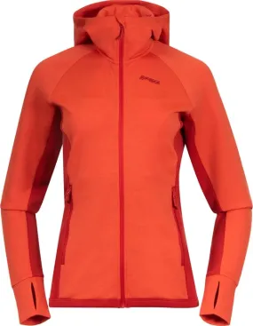 Bergans Women&#x27;s Cecilie Wool Hood Jacket Energy Red/Red Leaf | Buy Bergans Women&#x27;s Cecilie Wool Hood Jacket Energy Red/Red Leaf here | Outnorth