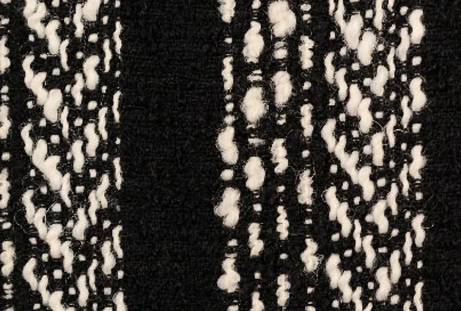 Black & Winter White Wool Blend Bouclé Coating (Made in Italy)