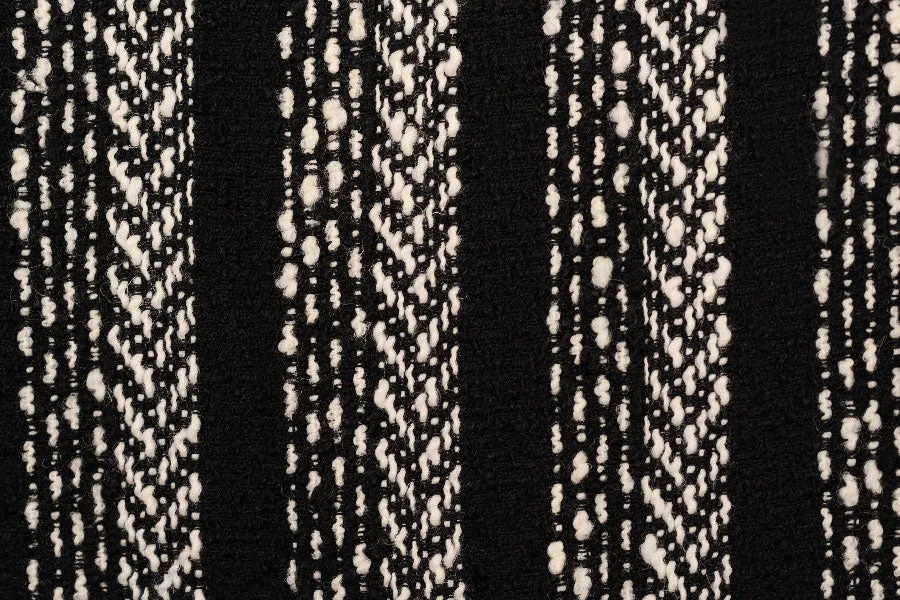 Black & Winter White Wool Blend Bouclé Coating (Made in Italy)