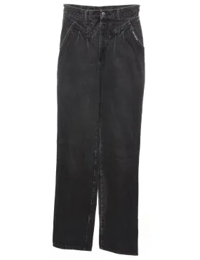 Black Distressed Tapered Jeans - W26 L33