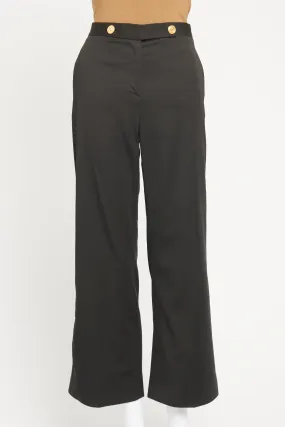 Black Preowned Trousers With Gold-Tone Medusa Buttons