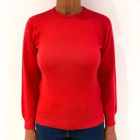 Brand New Scottish Hot Pink Cashmere Crew Neck Jumper Medium