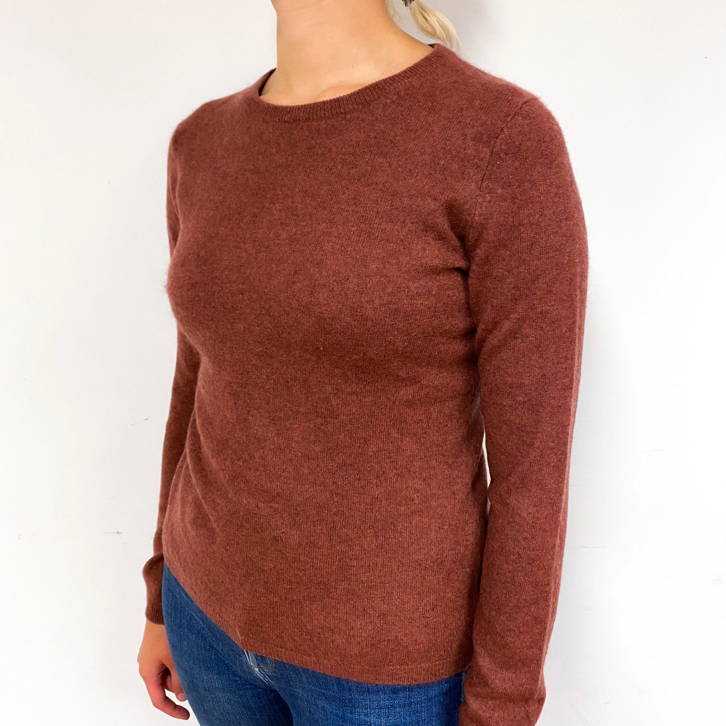 Brick Red Cashmere Crew Neck Jumper Small