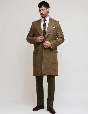 Brown Check Tweed Double Breasted Coat