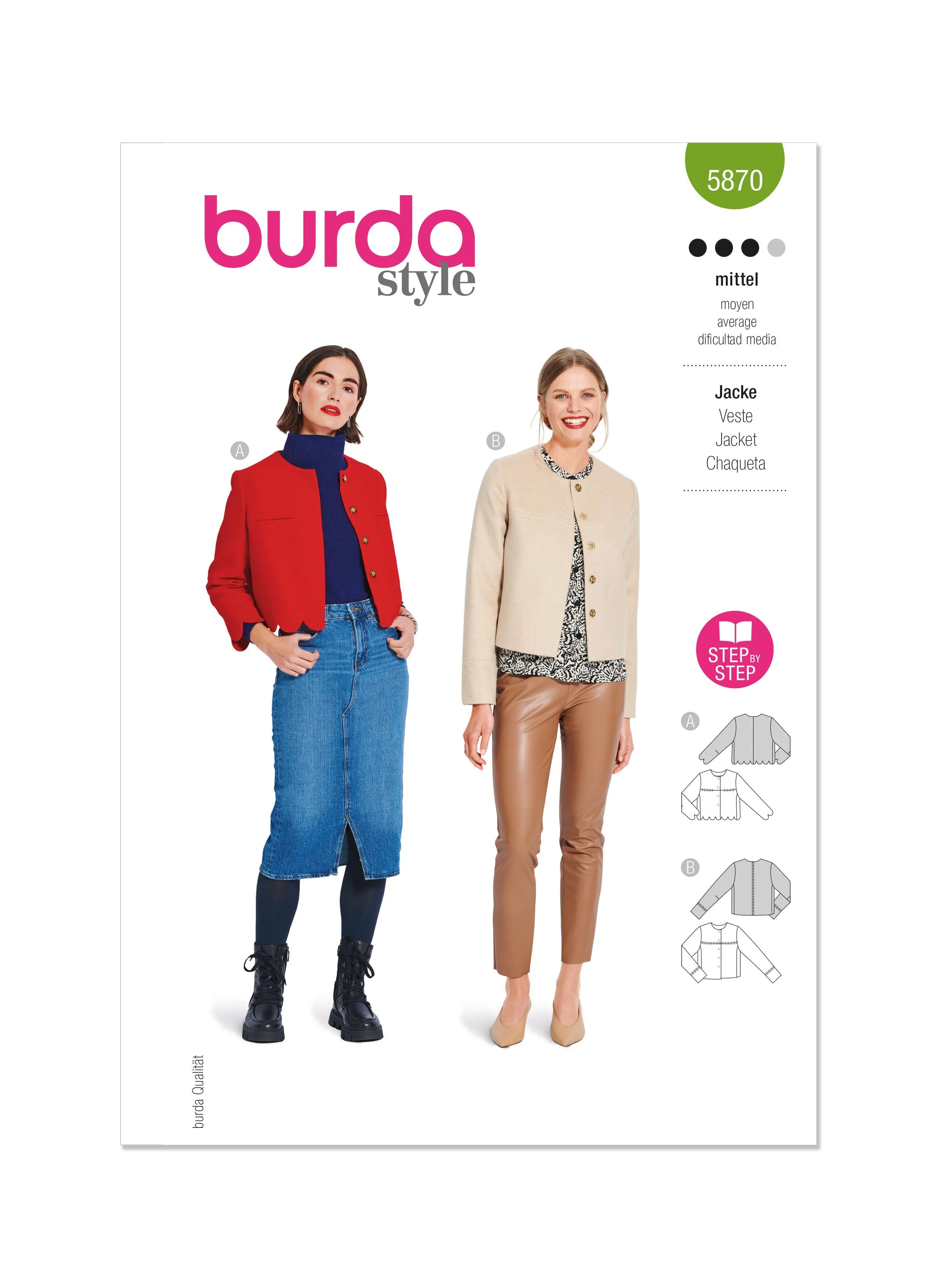 Burda Sewing Pattern 5870 Misses' Jacket