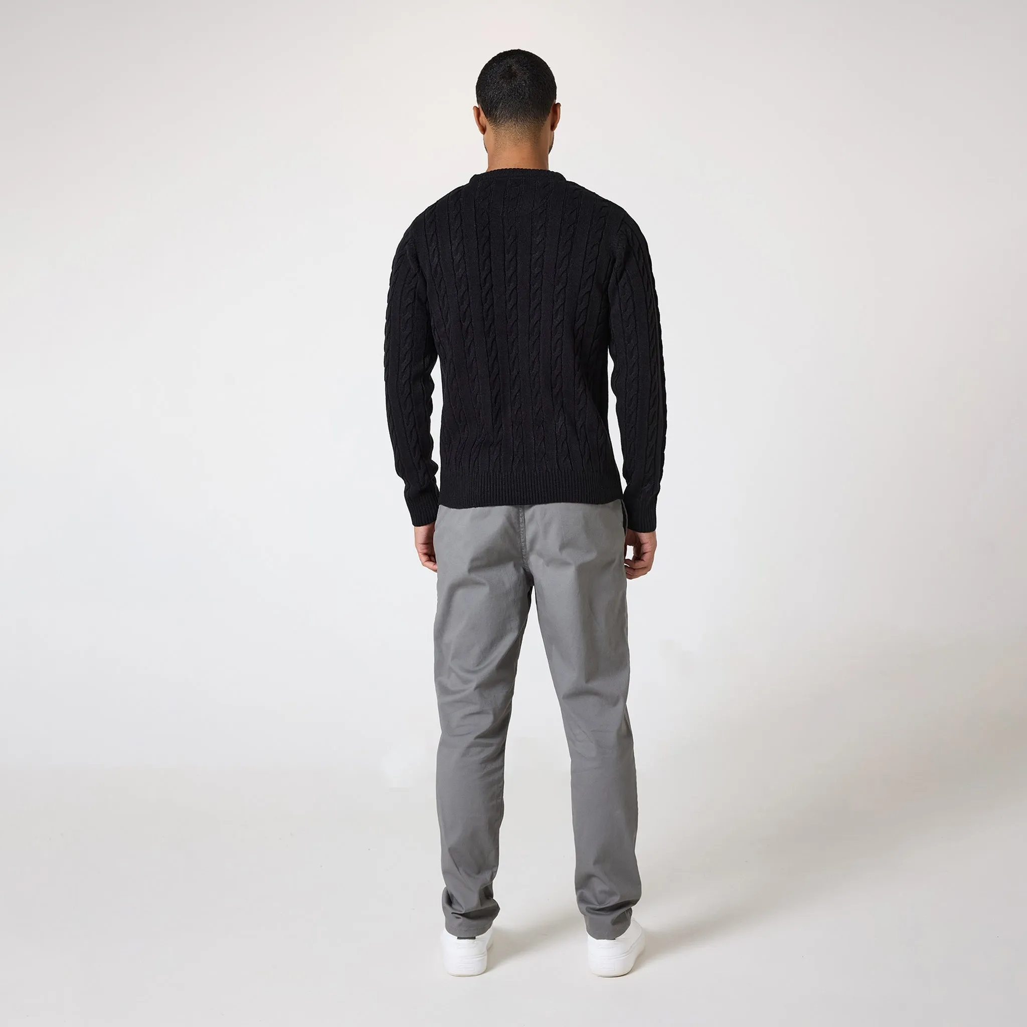 Cable Knit Crewneck | Black