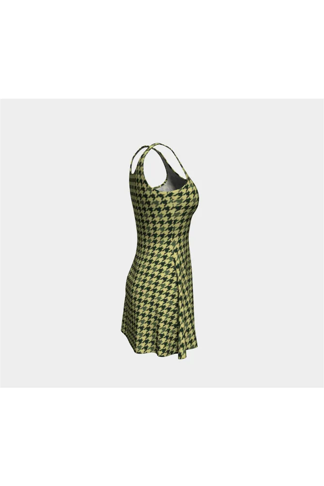 Camouflage Houndstooth Flare Dress