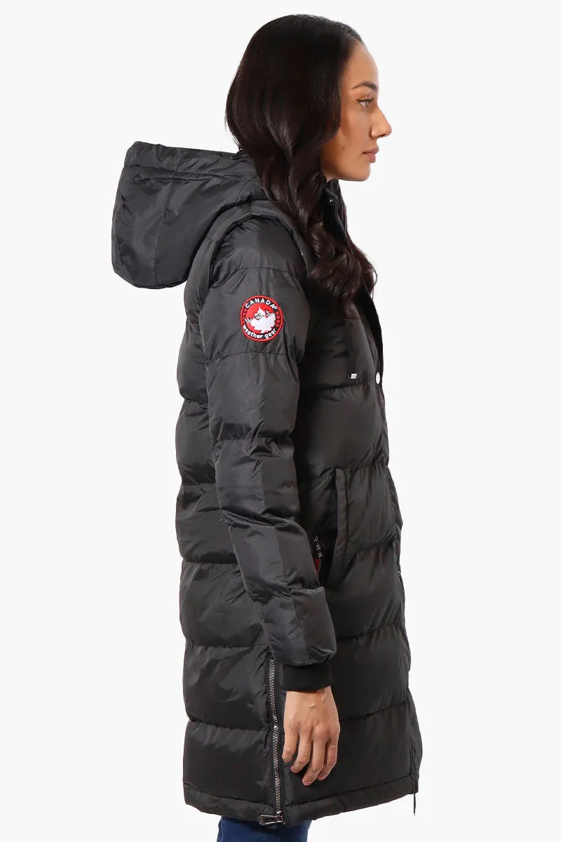 Canada Weather Gear Side Slit Puffer Parka Jacket - Black