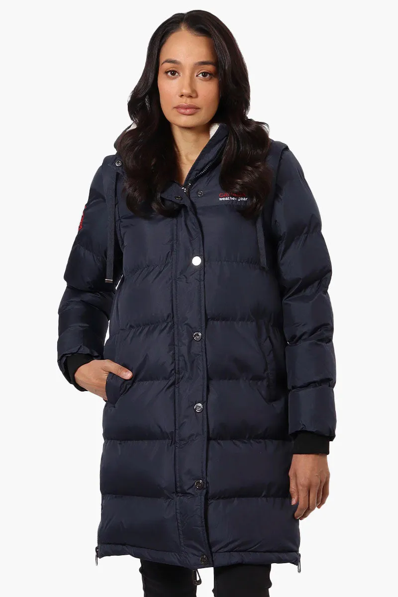 Canada Weather Gear Side Slit Puffer Parka Jacket - Navy