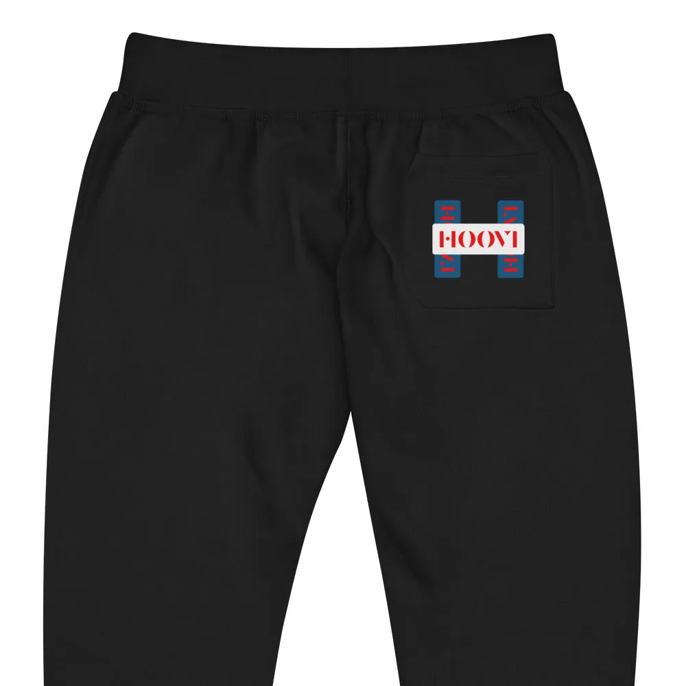 Capital H's Unisex fleece sweatpants (Red Hoovi Print) Muted Blue & White Logo