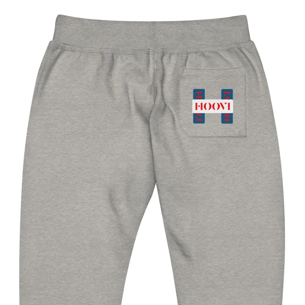 Capital H's Unisex fleece sweatpants (Red Hoovi Print) Muted Blue & White Logo