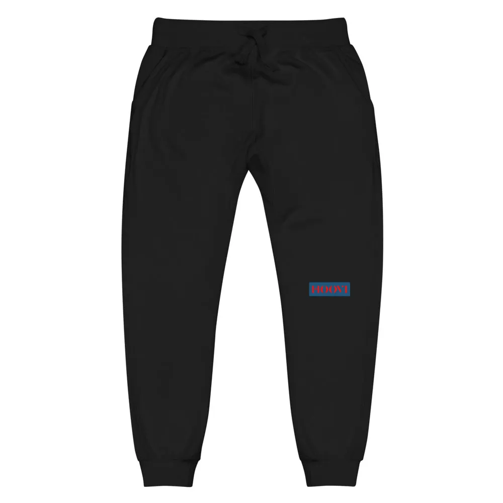 Capital H's Unisex fleece sweatpants (Red Hoovi Print) Muted Blue & White Logo