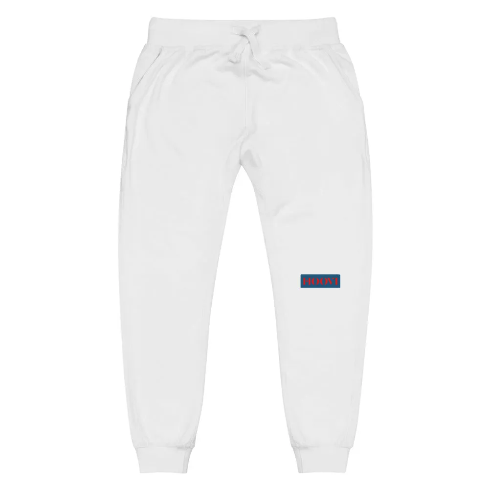 Capital H's Unisex fleece sweatpants (Red Hoovi Print) Muted Blue & White Logo