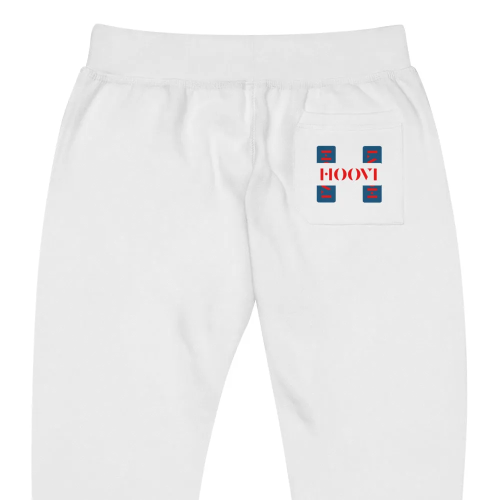 Capital H's Unisex fleece sweatpants (Red Hoovi Print) Muted Blue & White Logo