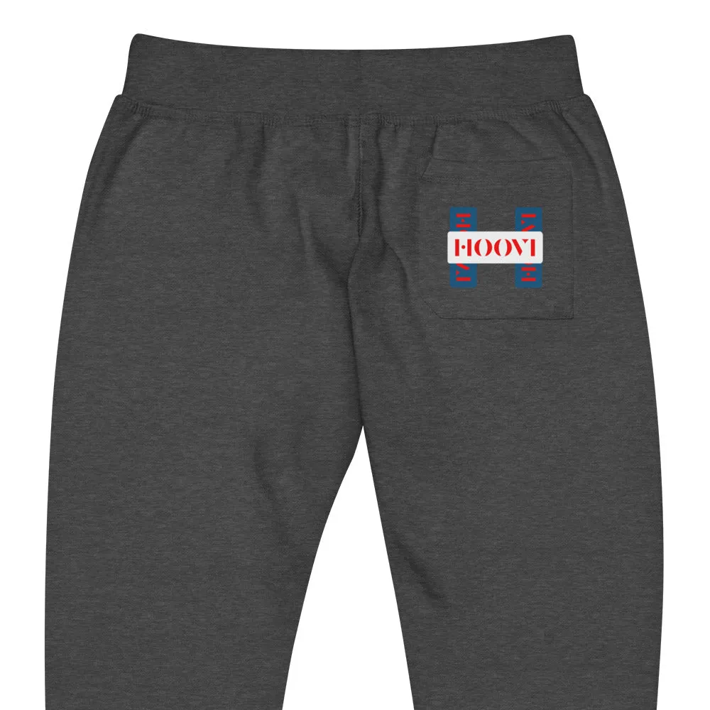 Capital H's Unisex fleece sweatpants (Red Hoovi Print) Muted Blue & White Logo