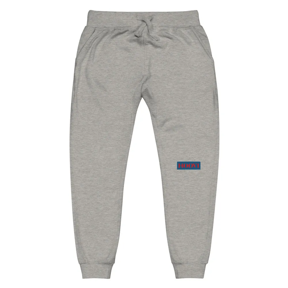 Capital H's Unisex fleece sweatpants (Red Hoovi Print) Muted Blue & White Logo