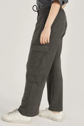 Charcoal Wide Legged Cargo Trousers - W