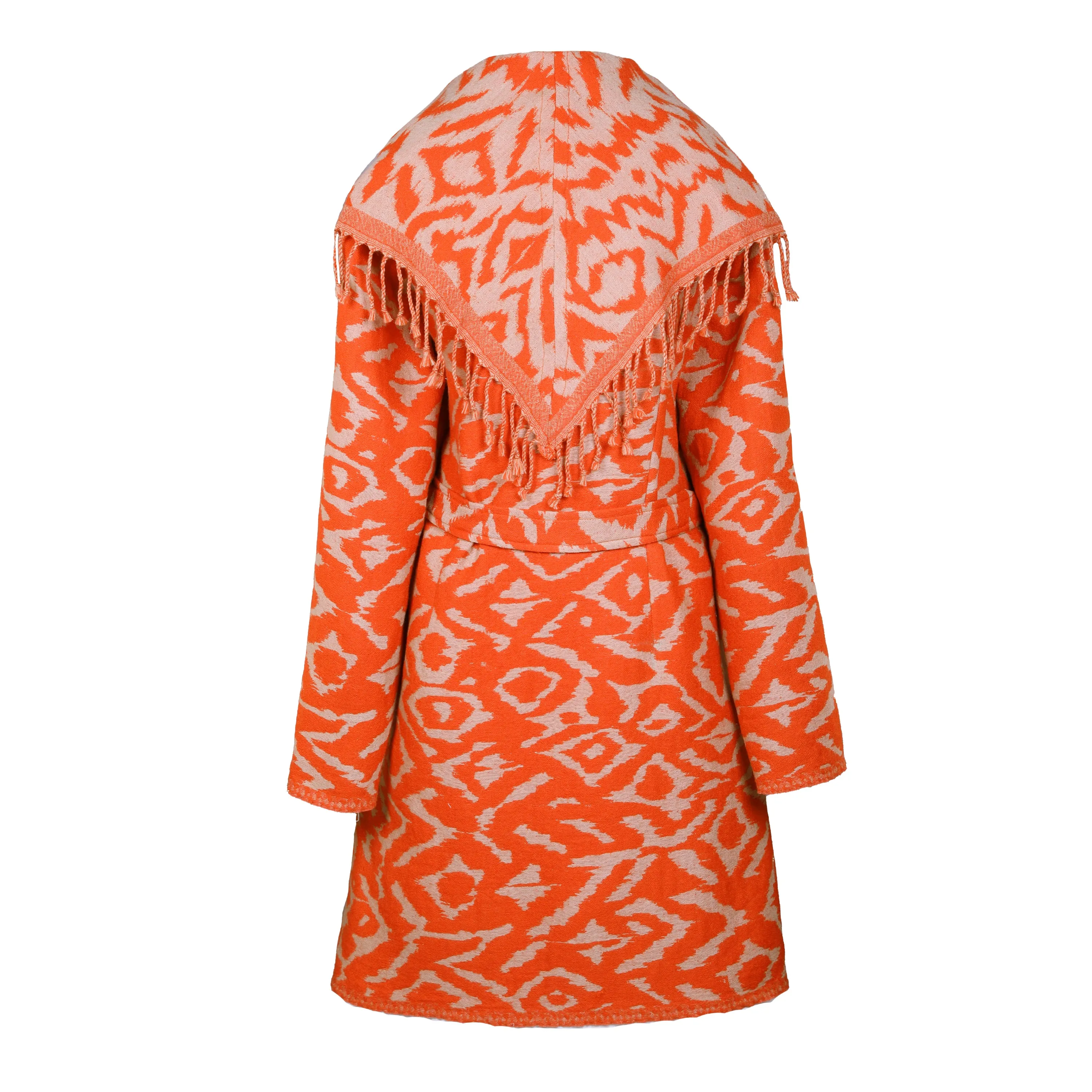 Cheryl Tangerine Belted Boiled Wool Coat