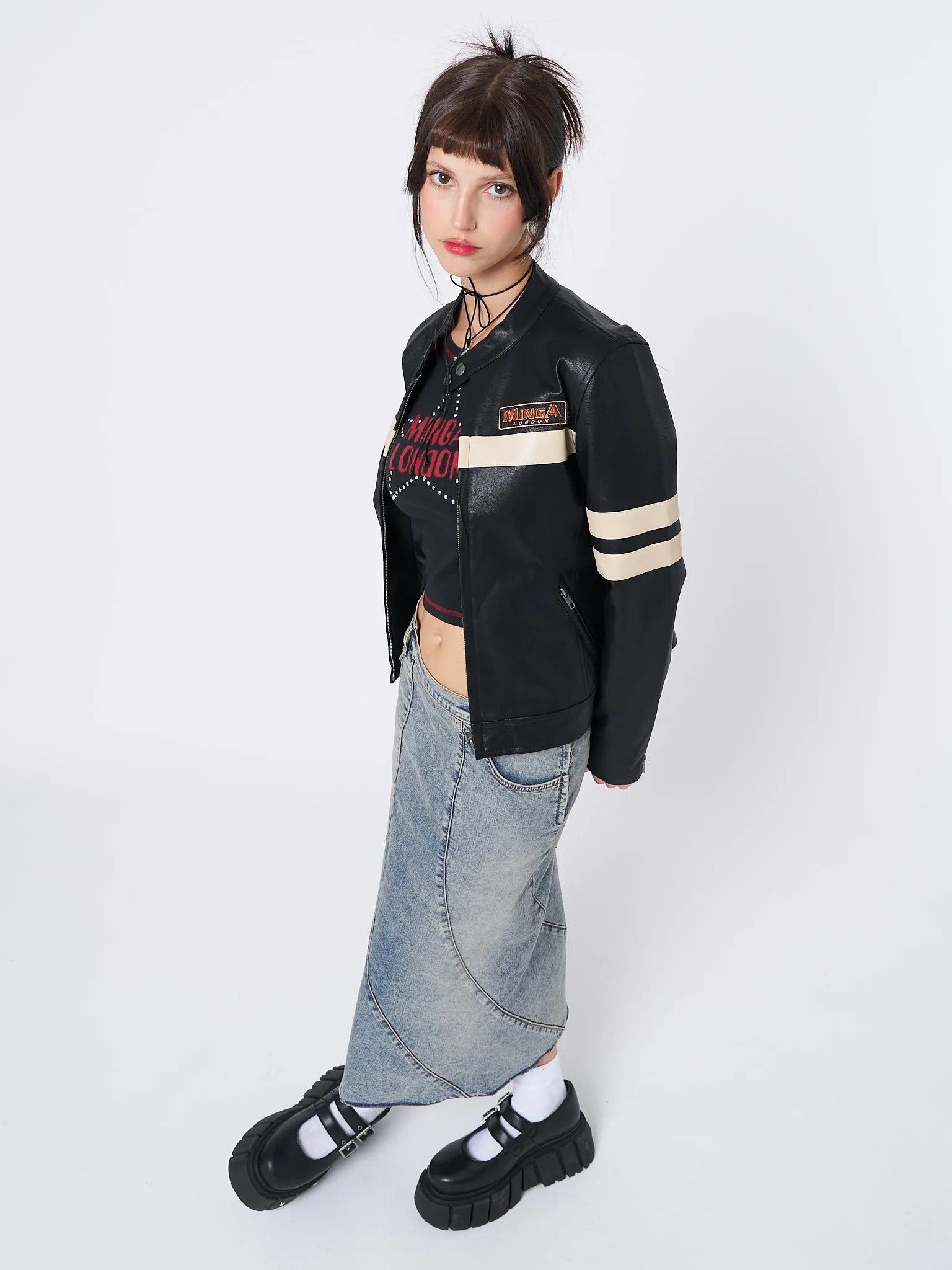 Chiara Black Vegan Racer Jacket