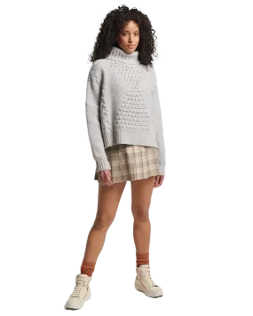 Chunky Cable Roll Neck Jumper in Off White