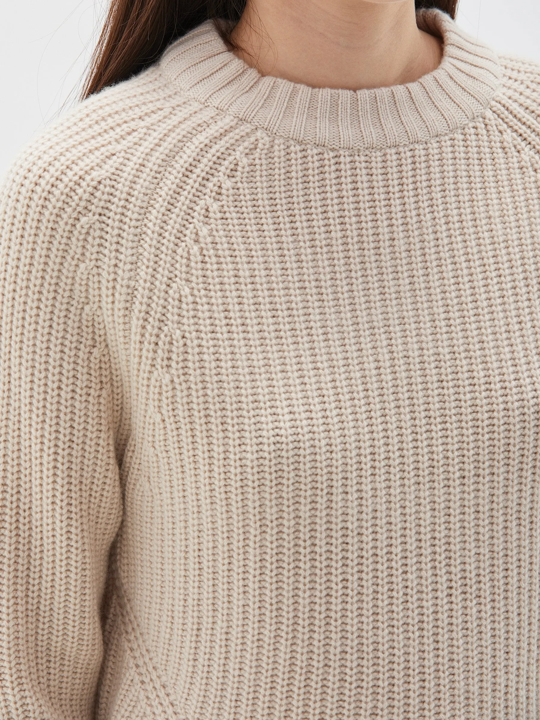 chunky cropped crew neck knit