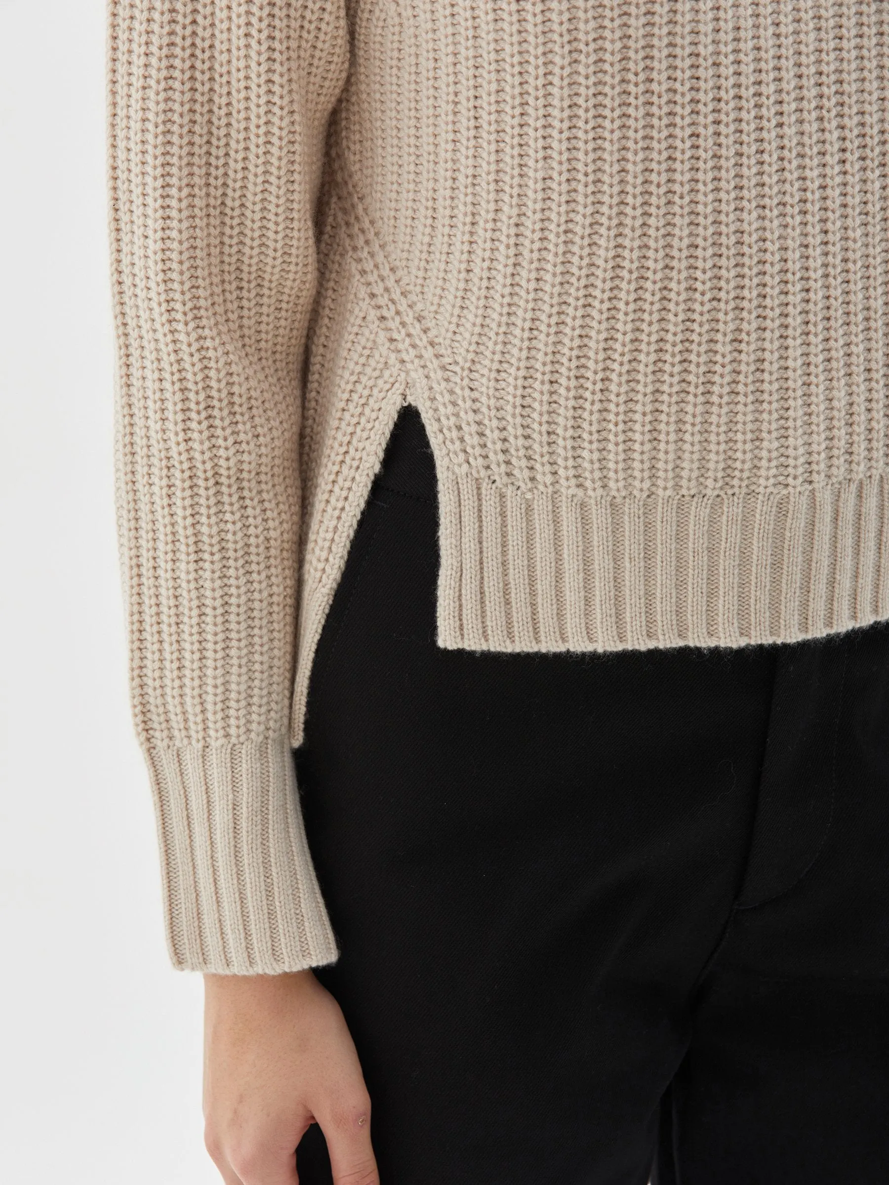 chunky cropped crew neck knit