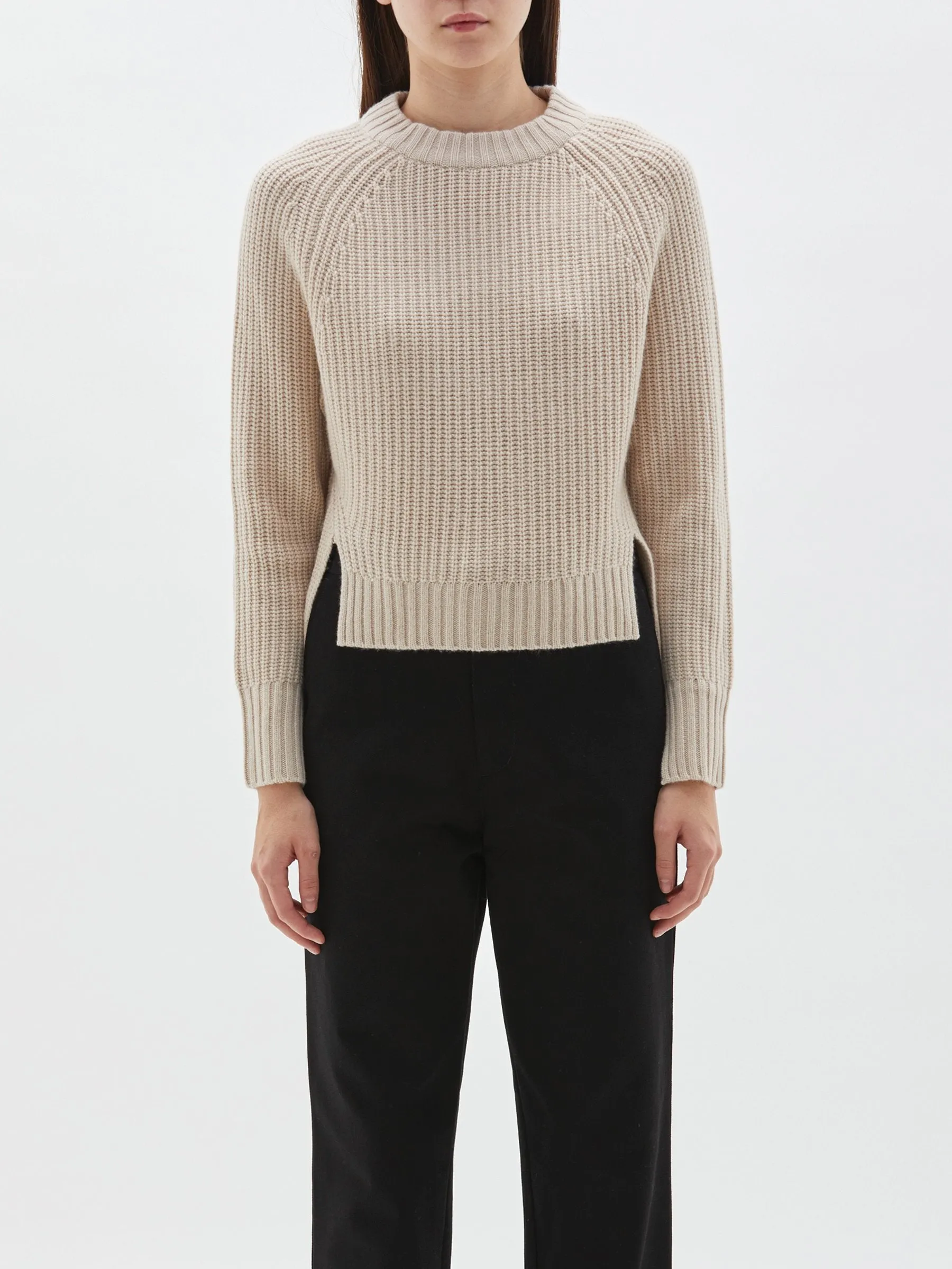 chunky cropped crew neck knit