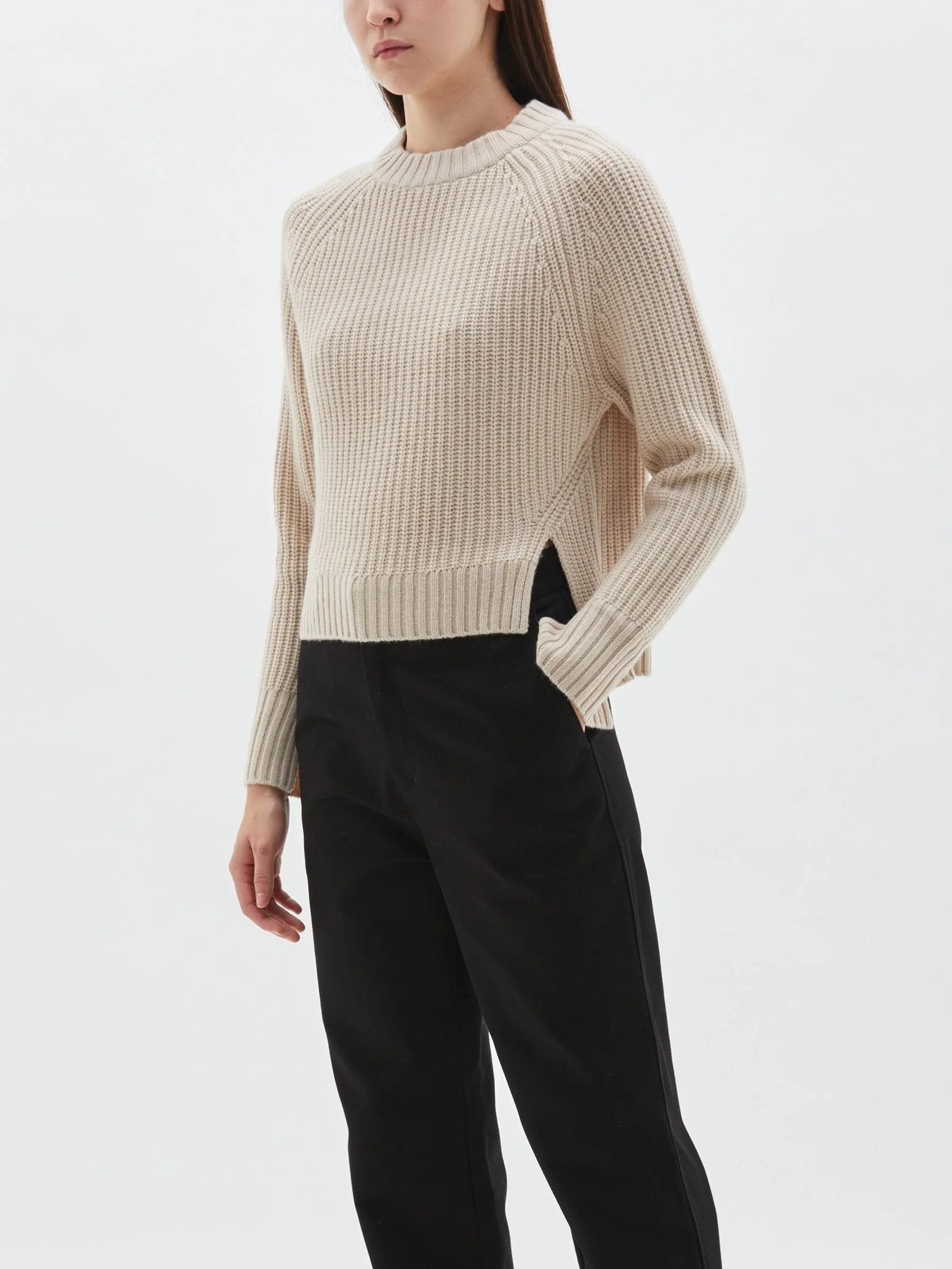 chunky cropped crew neck knit