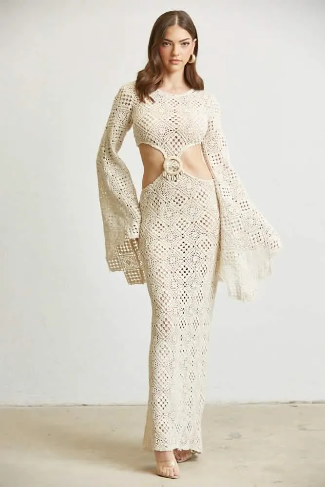 Coastal Chic Crochet Cutout Dress