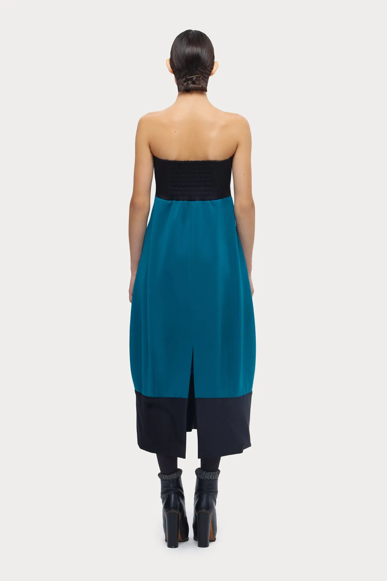 Cocktail Strapless Midi Dress Azure Black