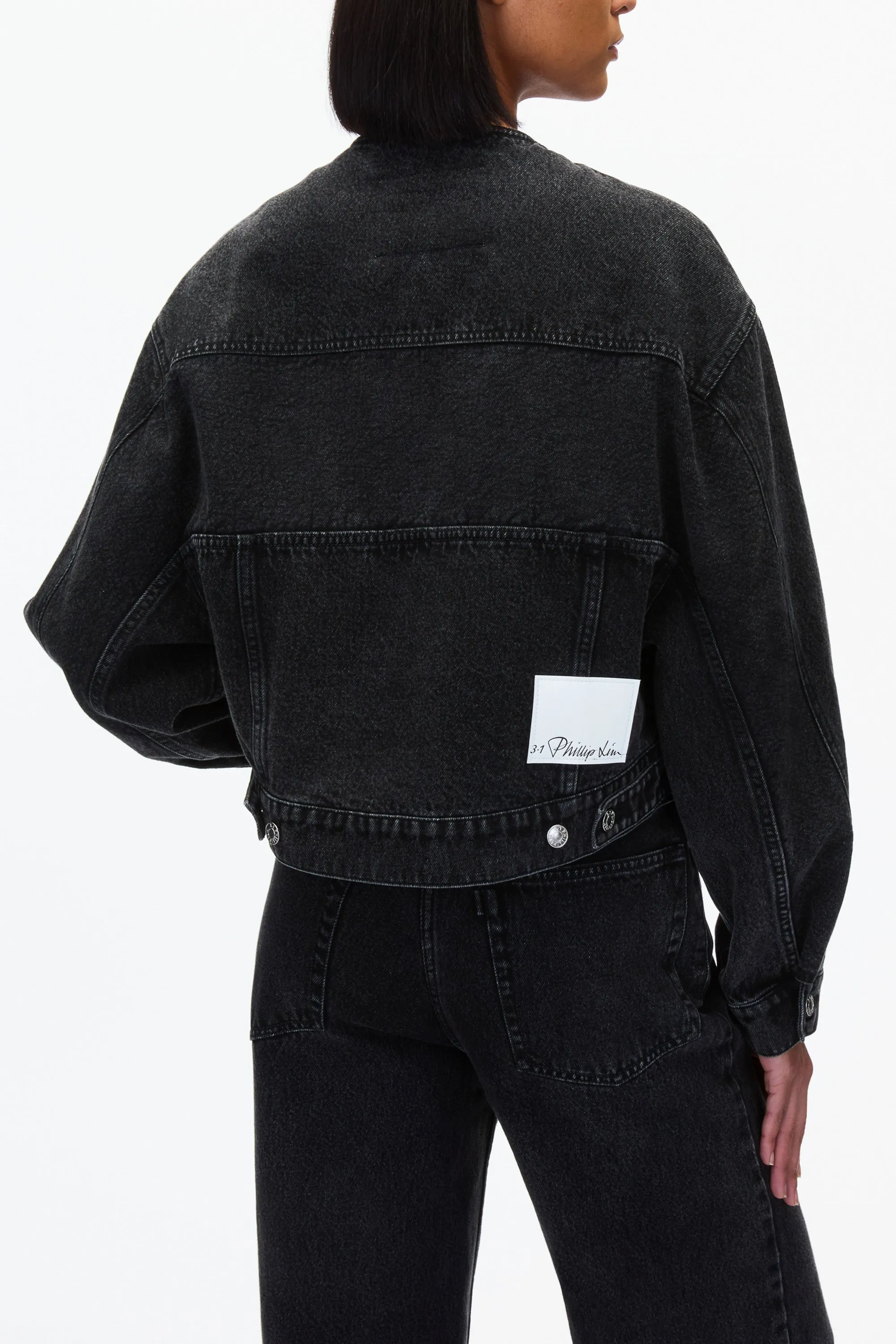 Crewneck Cropped Denim Jacket