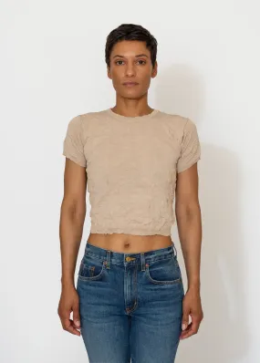 Crinkled Petite Knit Tee in Sandstone